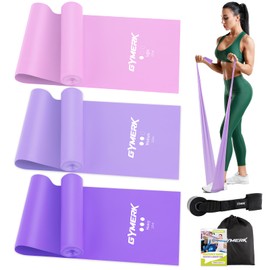 GYMERK Fitness Bands Set of 3, 1.8 m Exercise Band with 3 Resistance Levels, Fitness Band with Door Anchor, Carry Bag and Exercise Instructions (English language not guaranteed), Ideal for Yoga,