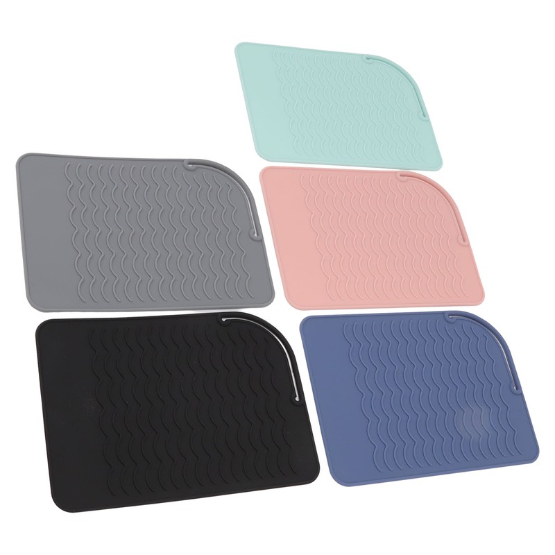 5Pcs Heat Resistant Silicone Mat Pouch for Curling Irons Hair