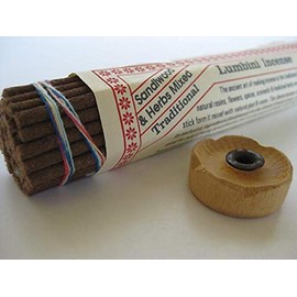 Traditional Lumbini Tibetan Nepalese Incense Sandalwood & Herbs Mixed 52 Stick Pack with Holder