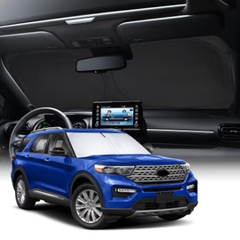 Neverland Ford Car Sun Shade Accessories - Foldable Windshield Sunshade for Ford Explorer 2020-Present & 2011-2019, 210D Oxford Silver Coated UV Blocker, Heat Reflective Dashboard Cover