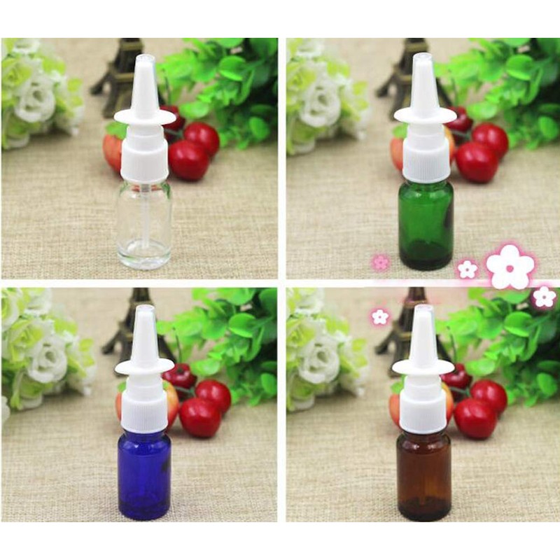 6 Pcs 10ML 0.34OZ Empty Refillable Brown Glass Nasal Spray