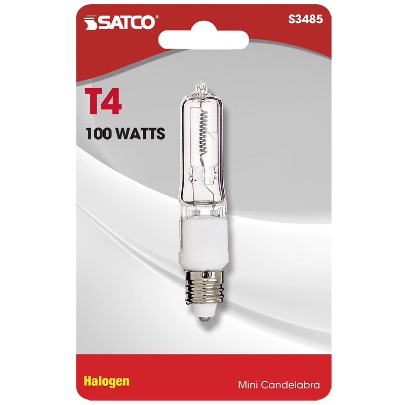 Satco S3485 1/Card 120V 100-Watt T4 E11 Base Light Bulb,