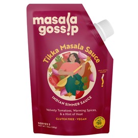 Masala Gossip Tikka Masala Simmer Sauce 10 Oz - Vegetarian Gourmet Indian Curry Sauce - Plant-Based, Gluten Free & Seed Oil Free, No Preservatives Cooking Sauces