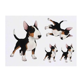 4 x 'White & Black Brindle Bull Terrier Dog' Temporary Tattoos - Water Resistant, Skin-Safe, Non-Toxic Transfers, Mixed Sizes (TO00084896)