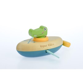 Kaper Kidz NG23424A Animal Canoe Pull String Crocodile Water Bath Toy: Water Play Wind Up Toy for Bathtime for Ages 2+