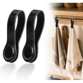 Gotorido 2 Pcs Strong Magnetic Towel Clips for Kitchen,Multi-Purpose Leather Towel Holder for Kitchen and Bathroom Accessory(Black)