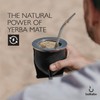 Leather Wrapped Handmade Mate Gourd Including Straw (Bombilla) (Black)