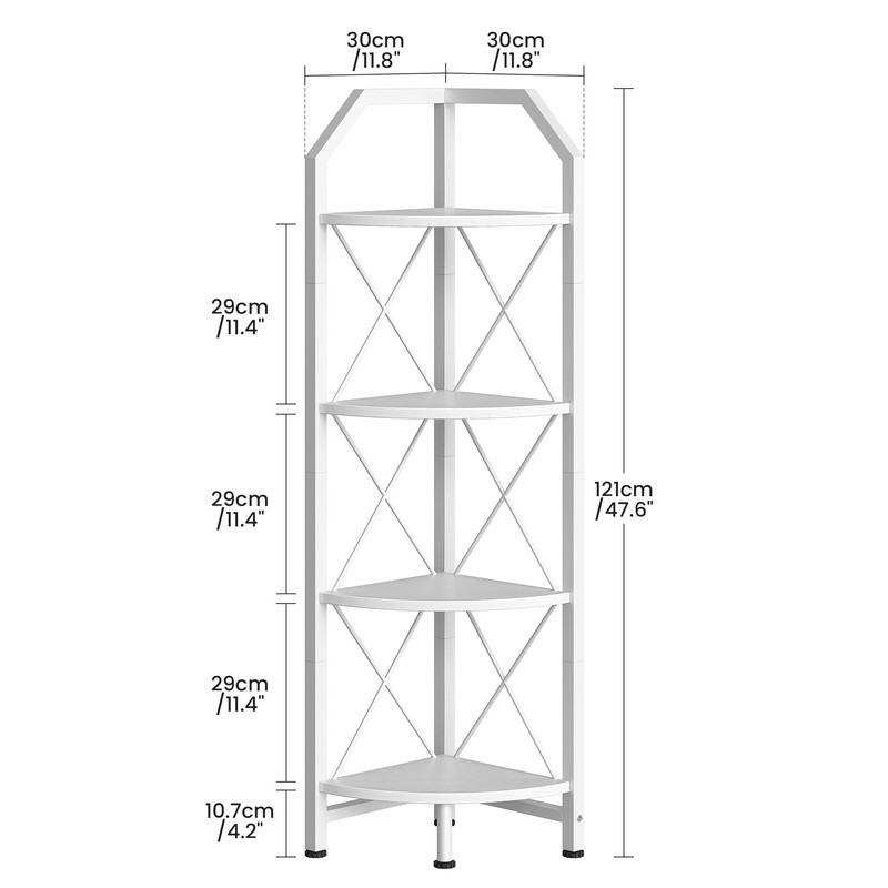 CHOEZON 4-Tier Corner Shelf, Industrial Corner Bookshelf, 47.6" Corner Storage