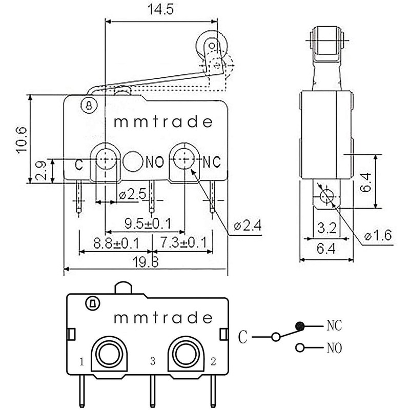 HUAZIZ 25 Pieces 250V 5A SPDT 1NO 1NC Momentary Hinge