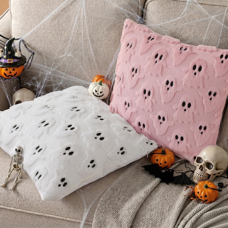 decorUhome Fall Halloween Ghost Pillow Covers 18x18 Inch Pack of