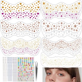 WADY Glitter Freckles, 15 Pcs Styles Glitter Freckles Face Tattoo, Makeup Patches Glitter Freckles, Glow Up Makeup Patch, Face Sparkle Freckles Patches, Cosmetic Glitter Stickers for Women
