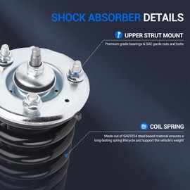 Autoround Front Complete Shock Absorber 271102 Compatible with Nissan Frontier 2005-2021, Suzuki Equator 2009-2012 RWD, Pair Struts with Coil Spring Assembly