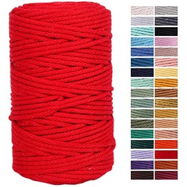 ZXCDINO Red Macrame Cord 4mm x 109Yards,Colored Cotton Rope Craft Cord Colorful Cotton Cord Twine for Wall Hanging Plant Hangers Crafts Knitting Decorative Projects