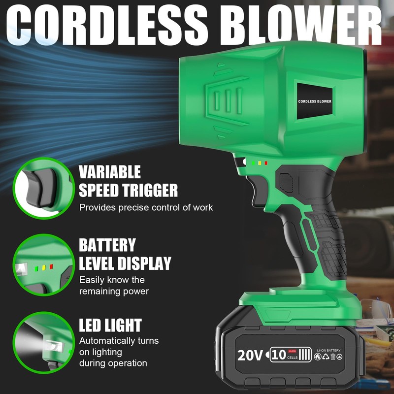 Devaukee Electric Cordless Leaf Blower, 20V Lightweight Handheld Leaf Blowers