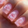 Flower Press on Nails Square Fake Nails Design Short Acrylic