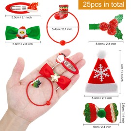 25pcs Christmas Girls Hair Accessories, Kids Bows Hair Clips Hair Ties Snap Barrettes for Children and Adults