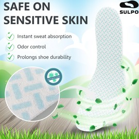 SULPO 12 Pairs Thin Insoles for Men and Women - Comfort Shoe Insoles Against Sweaty and Smelly feet - Anti-Odour Shoe Inserts with a Fresh Scent for Everyday Shoes, Sneakers - 5 UK W / 38 EU