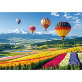 2000 Piece Puzzle for Adults – Colorful Hot Air Balloons Over Tulip Fields & Mountains – Vibrant Nature Jigsaw Puzzle – Challenging for Adults, Families & Puzzle Lovers – 39" x 28"