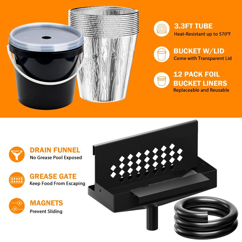 Rear Grease Drainage System for Blackstone Grease Catcher Upgrade,Grease Bucket