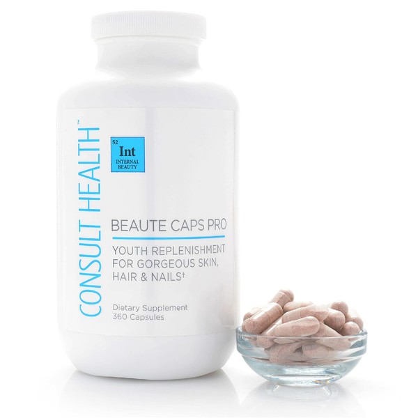 Consult Health Beaute Caps PRO - Supports Healthy Hair, Skin & Nails - Biotin 10,500 mcg - Red Orange Complex - Collagen - High Potency Support - Vitamin C & D - Minerals - 180 Day - 360 Capsules