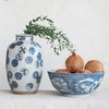 Creative Co-Op Hand Painted Stoneware Bowl with Floral Design, Blue
