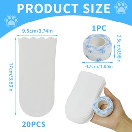 20pcs Disposable Dog Boots for Injured Paws, Waterproof Dog Shoes with Bandage Dog Paw Protectors Stop Licking Disposable Pet Socks for Dogs Paw Bandage Cover Indoor & Outdoor Walking (L(38-77 lb))