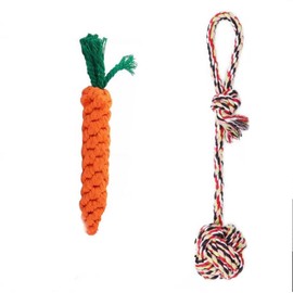 BlasugaX Dog Rope Toys,Medium and Large Dog Chew Toys,Dog Teething Rope Toys,Super Durable and Indestructible for All Breeds of Cat and Dog Toys.(Carrot + Drop Ball, Count, 2)