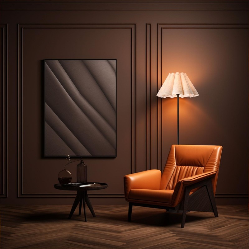 KUNJOULAM Modern Floor Lamp, Black Pole Floor Lamps, Simple Design