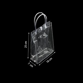 5 PCS Clear PVC Gift Bags Plastic Tote Bags with Handle Transparent Tote Bag Gift Wrap Bag for Birthday Wedding Party, 25x18x7cm