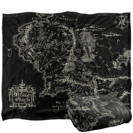 The Lord of The Rings Blanket, 50"x60" Black Map of Middle Earth Silky Touch Super Soft Throw Blanket
