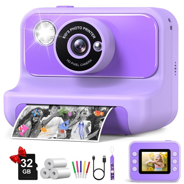 Kids Camera Instant Print, Christmas Birthday Gifts for Girls and