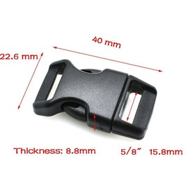 HONGCI 30PCS Side Release Plastic Mini Buckles 15mm(5/8") Inch Black-Great Accessories for Chidren Paracord Bracelets