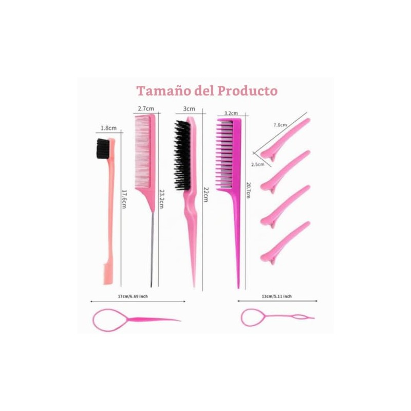 Peine de Triple Burla, 10 Pcs para Peinar Cabello, Kit