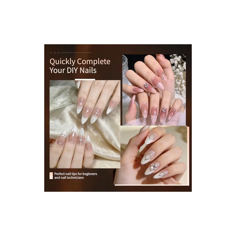 JODSONE Puntas de uñas almendradas 224 piezas Puntas de uñas