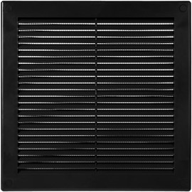 Ecopro Vent / 8'' x 8'' Inch Opening Measurement / Black Square Vent External Grille with Protective Mesh - Lightweight Plastic Register / Cover Indoor Outdoor Soffit Vent - 10x10 Outer Measurement
