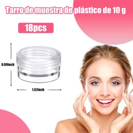 Tarros de Viaje Plástico Transparentes, 10ml Frascos Cosméticos Redondos, Tarros de Cosméticos Vacíos para Maquillaje, Crema, Loción, 18pcs