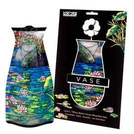 MODGY Expandable Flower Vase, Plastic Decorative Modern Foldable Printed Vases for Centerpieces for Wedding, Dining Table, Home Decor, Living Room, Bathroom, Louis C. Tiffany Mellon House Waterlilies