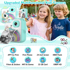 Children's Camera Instant Camera with App Game & Music - Creative Photo Camera for Children 4-16 Years - Printing, Filming, Playing