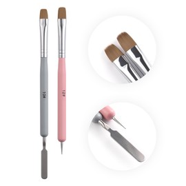 KADS Nail Gel Brush Set 2 Pcs with 4 Different Tips 10# 12# French Gel Nail Brush and Dotiing Pen Stirring Rod