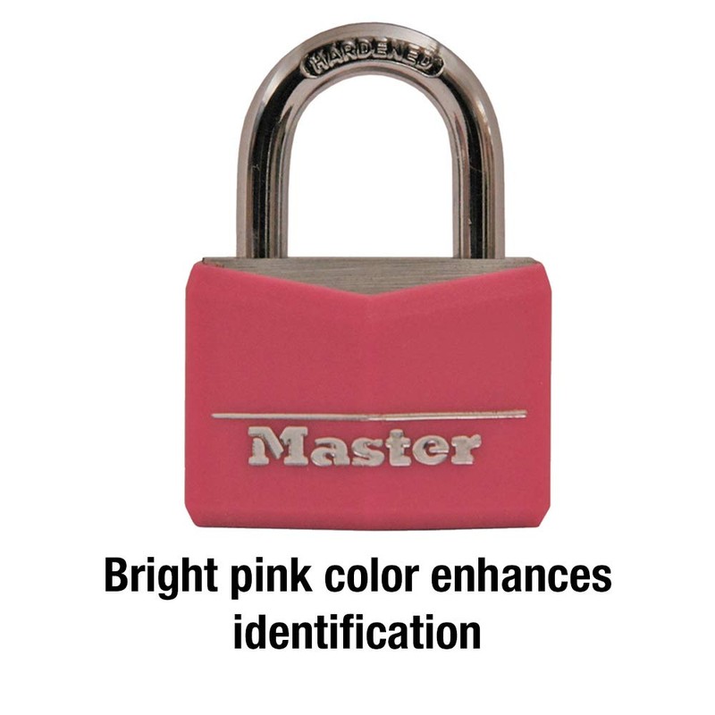 Master Lock Pink Covered Aluminum Keyed Padlock with Steel Shackle,