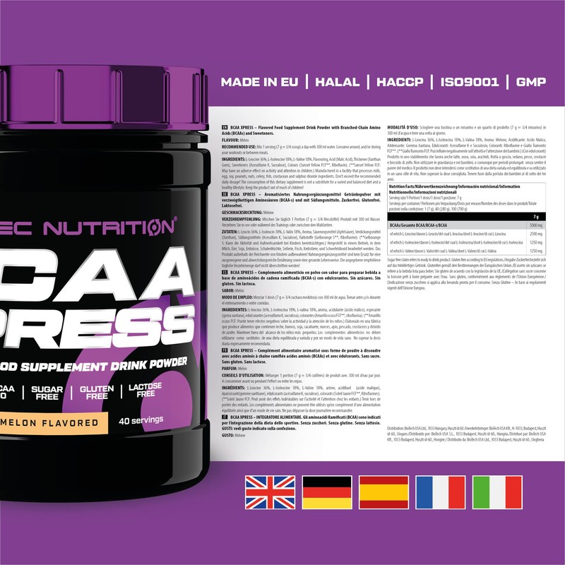 Scitec Nutrition BCAA Xpress, Sugar, Gluten & Lactose Free, 5g