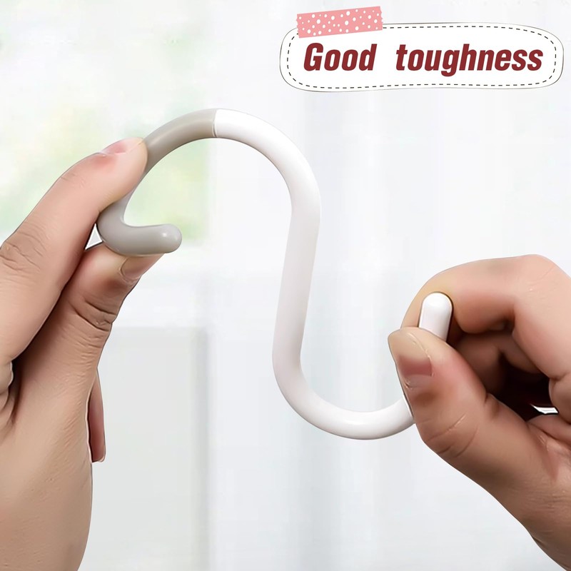 KALIONE 6 Pcs Plastic S Hooks, 2.5/3.5 Inch Flexible Neck