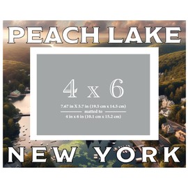 R and R Imports Peach Lake New York Souvenir Wooden Photo Frame Matted 4 x 6 Inch - Full Color Destination Design Keepsake Single