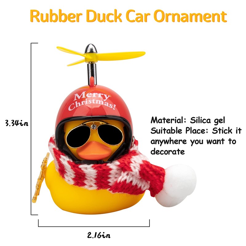 Wonuu Rubber Duck Car Decoration - Yellow Duck with Propeller,