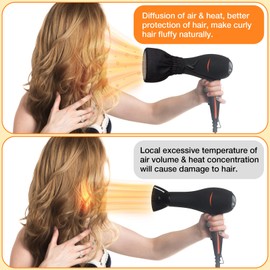 Noverlife Hair Dryer Diffuser, Universal Difuser Cap for Hair Dryer Attachment Double-Layer Nylon Hair Dryer Sock Cover for Curly Hair, Foldable Travel Diffuser Sock with Elastic Band for Hair Dryer