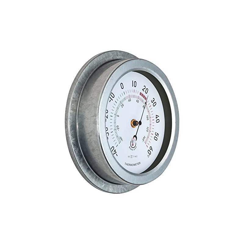 NeXtime Outdoor Thermometer Diameter 22 cm Metal Galvanised "Lily"
