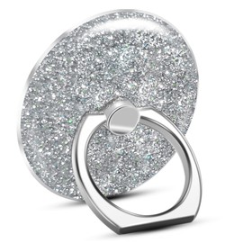 TACOMEGE Bling Glitter Phone Grip, Round Cell Phone Ring Holder Stand Purple for Women Girls, Compatible with Smartphone, Tablet, E-Reader, Etc (SV)