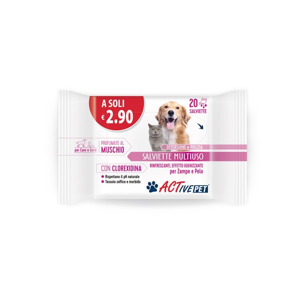 F & F Active Pet Mehrzweck-Reinigungstücher mit Chlorhexidin, zur Reinigung