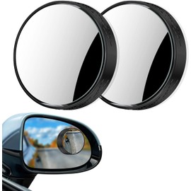 Actualiza 2 unidades de espejos para punto ciego de coche, con ventosa de vacío, espejo convexo HD giratorio 360° para coche, SUV y camiones (negro)