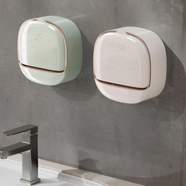 Fkereg Adhesive Soap Holder for Shower Wall with Drainage Box, Waterproof Shower Bar Soap Holder Tray, Bathroom Stick on Soap Dish Wall Mounted, Kitchen Bath Hand Skin Soap Caddy Organizer, Dark Green